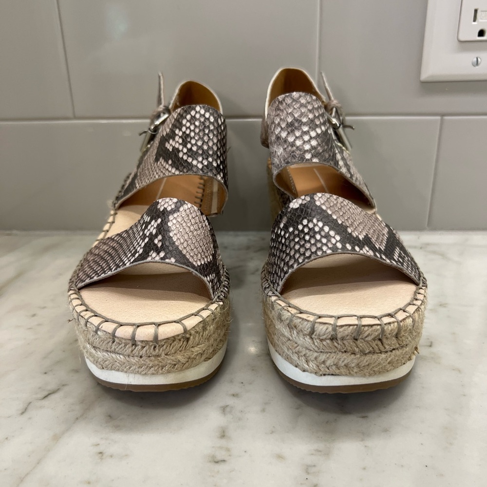NWT Docle Vita Wedges Snake Print Strap Sandals Neiman Marcus